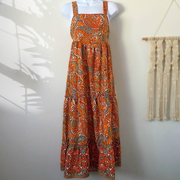 Band Of The Free Dresses & Skirts - Band of the Free Boho Cinched Paisley Print Cottagecore Ruffle Maxi Dress Size S